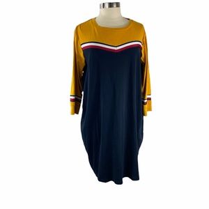 Tommy Hilfiger plus size tshirt dress mustard navy